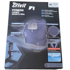 Crivit New Fitness Ladies Gym Yoga Running Sports Bra (Blue) Size: Medium